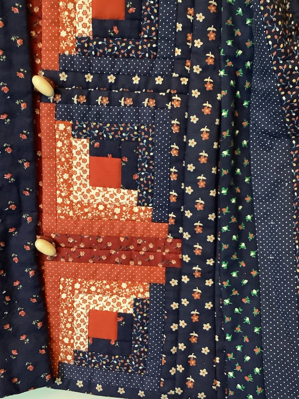 Handmade Quilted Patchwork Utility Tamarack Jacket in Navy and Red - Picture 4 of 9